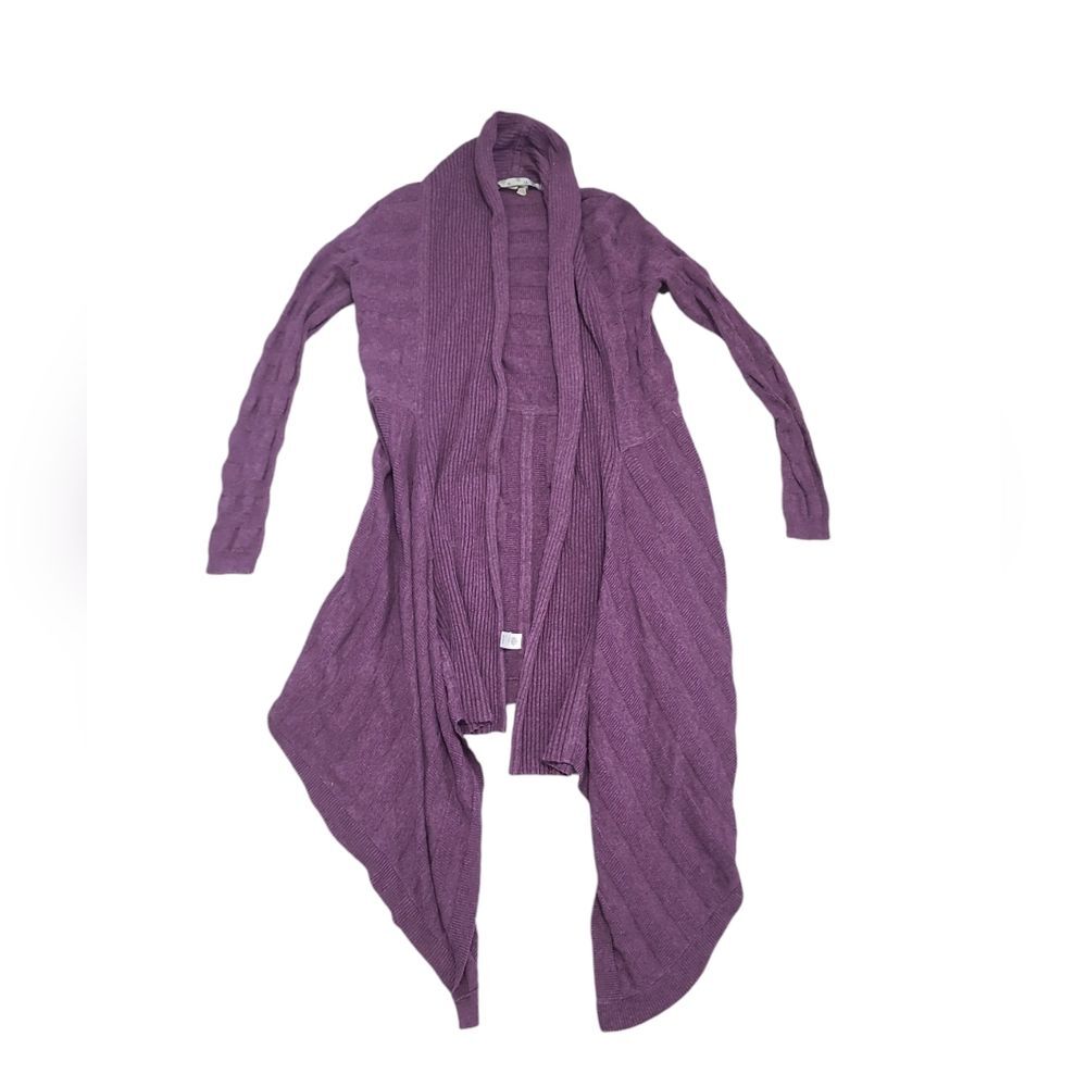 Athleta Purple Duster Cardigan Sweater Size S Open Front Cotton Blend Preppy